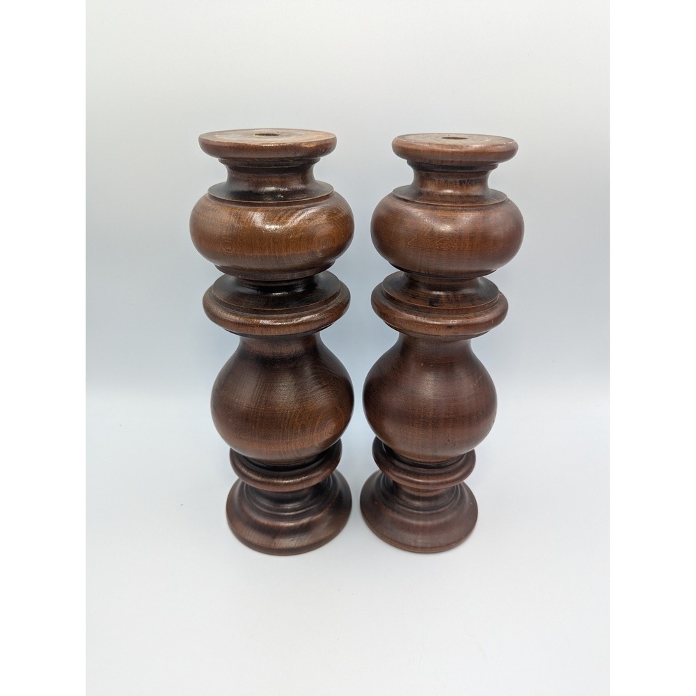 Vintage Pair of Hand Turned Wood Spindles Wood Salvaged Parts DIY Project